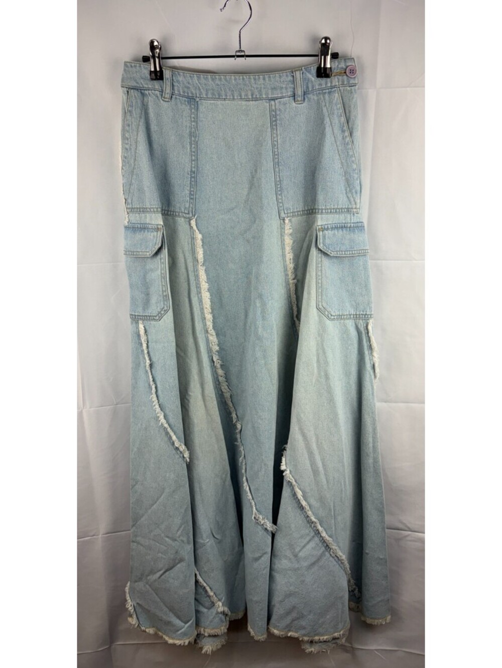 Vintage Y2K  Newport News Jeanology Women's Size 4 Patchwork Denim Maxi Skirt